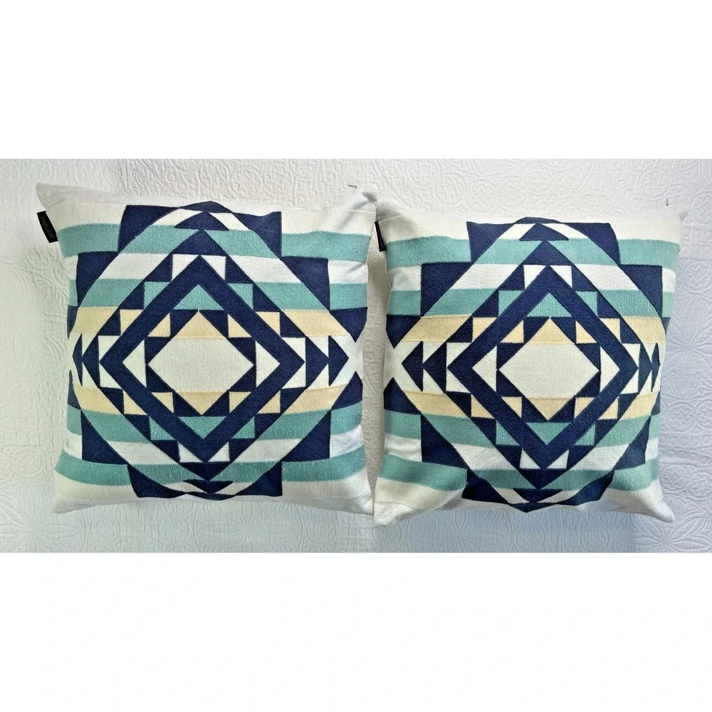 Pendleton 100% Cotton Covered Pillow Throws Qty 2 19x19